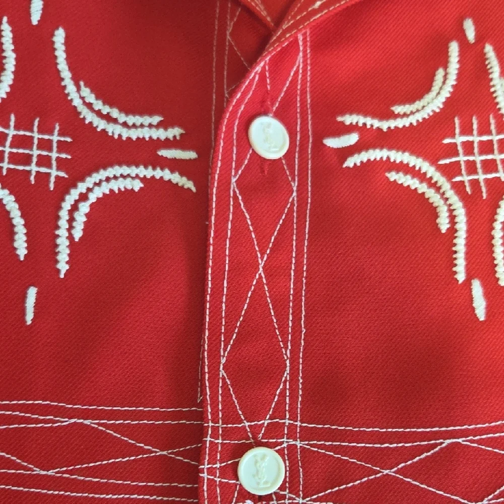 Red Embroidered Button-Front Tunic - Picture 3 of 5